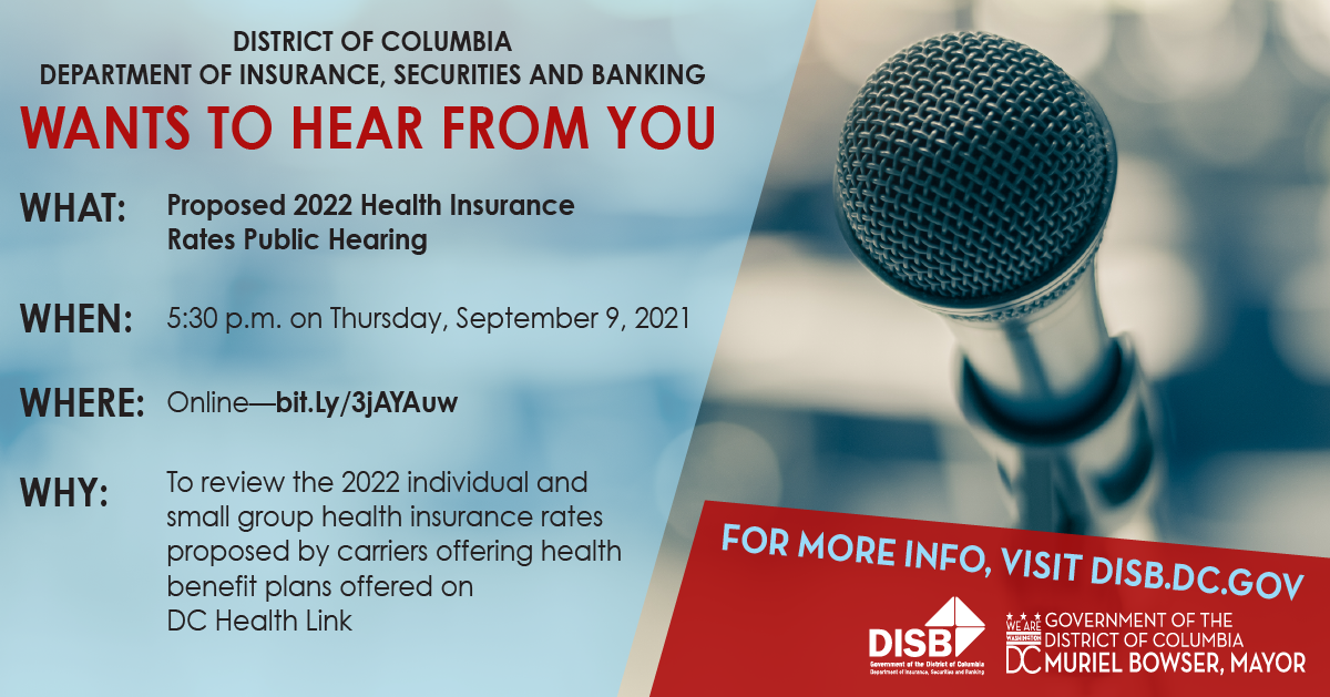 Proposed 2022 Health Insurance Rates Public Hearing